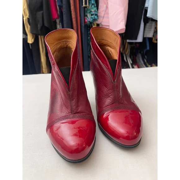 Women's Hispanitas Red Leather Ankle Boots Size 41 EU - Picture 2 of 16